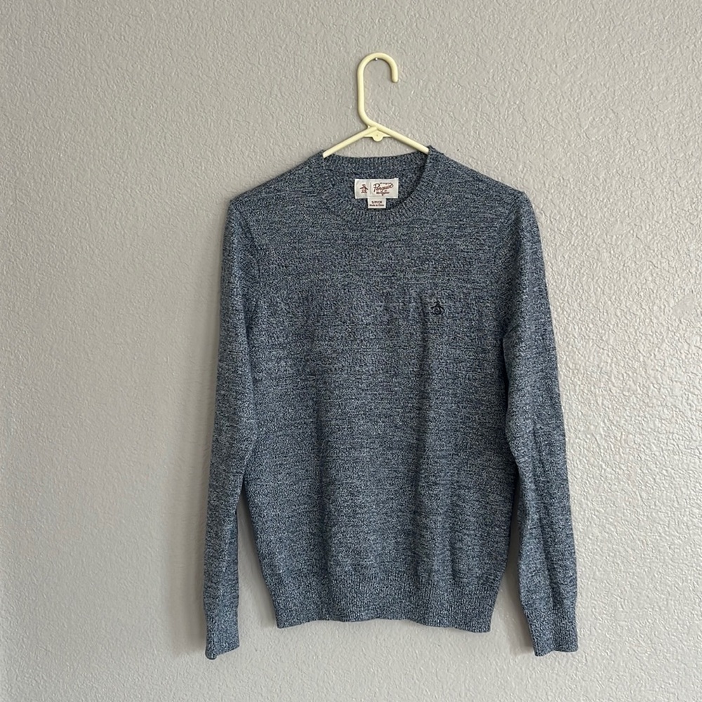 Original Penguin  crew neck marbled sweater gray sz S